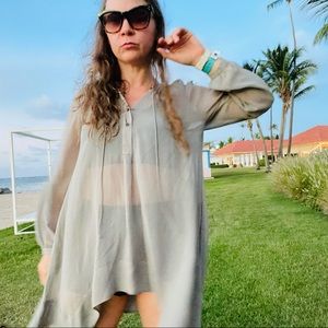 Club Monaco Silk Duster Allover Top Blouse Dress